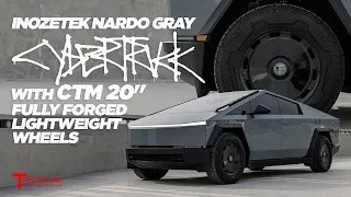 Supergloss Nardo Gray Cybertruck and 20" CTM Monoblock Full Face Aero Wheels & Floating Center Caps