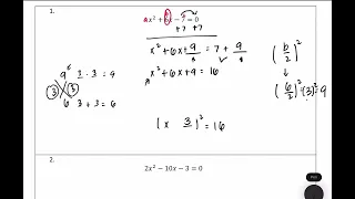 Completing the Square - SOLUTION 1