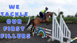 My Ex-Racehorse jumps her first fillers! And we jump a course!  Equestrian Melissa Eventing