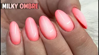 MILKY WHITE AND NEON OMBRÉ NAILS | builder gel nails