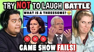 Try to Watch This Without Laughing or Grinning Battle: GAME SHOW FAILS | FBE Staff Reacts