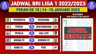 BERUBAH !! Jadwal Bri liga 1 2022/2023 Dipekan ke 18 - Persija vs Bali - Persib vs Bhayangkara