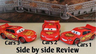 Cars 3 Disney McQueen , Disney Cars 2, Disney CARS 1 LIGHTNING  MCQUEEN  DIECAST side by side review