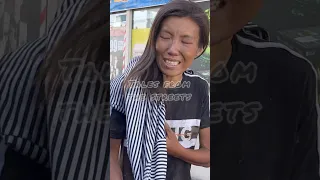 thirsty homeless woman