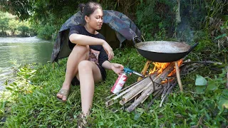 Camping Alone With Relax - Solo Bushcraft Every Days At Stream - Survival Cooking