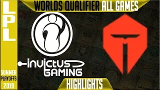 IG vs TES Highlights ALL GAMES | LPL Summer 2019 Worlds Qualifier | Invictus Gaming vs TOP Esports