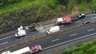 Drone Video: Rollover Accident on the Turnpike, Washington Twp, Pa