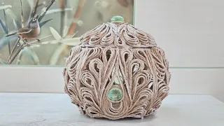 Шкатулка в технике джутовая филигрань - Изделия из джута - Jute craft ideas/© 2020 г