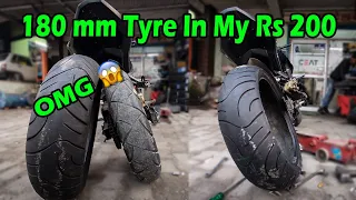 Installing 180mm Tyre in my Pulsar RS200😱 |Superbike Tyre In My Rs 200😍 |#pulsarrs200180tyre#rs200