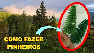 Como fazer pinheiro para maquete e diorama simples e fácil