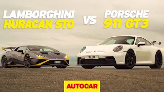 New Lamborghini Huracan STO v Porsche 911 GT3 | Track battle | Autocar