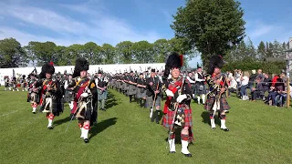 Highlights from the 2019 Oldmeldrum Highland Games with massed bands in Aberdeenshire Scotland