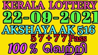 Kerala lottery  AKSHAYA AK 516 22-09-2021