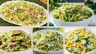 5 SUPER SALADS in 5 minutes from young cabbage!