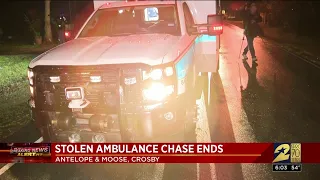Stolen ambulance chase ends with arrest