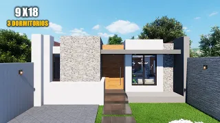 HERMOSA CASA PEQUEÑA Y ECONOMICA 9X18 | TRES DORMITORIOS | JMC ARQUITECTURA (2023)