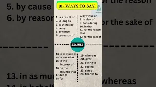20+ WAYS TO SAY 'BECAUSE'|Advance English |English Speaking Practice #learnenglish #learning #shorts