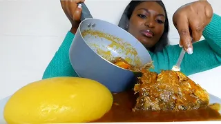 Asmr mukbang banga soup with starch fufu/ Nigerian food