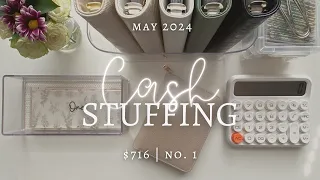 Cash Stuffing | May 2024 No.1 | $716 | New Binders & Categories
