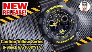 Seriesใหม่ล่าสุด Caution Yellow!! สีดำตัดเหลือง สวยโดดเด่นสะดุดตา Casio G-Shock GA-100CY