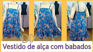 Vestido de alça com babados/ franzido. Costura Fácil para Iniciantes