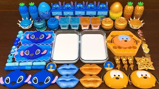 BLUE vs GOLD !! Mixing Random Things into GLOSSY Slime !! Satisfying Video #68