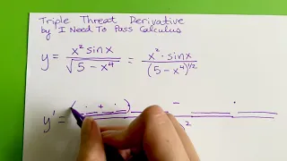 Triple Threat Derivative: chain rule, product rule, and quotient rule in the same problem [Calc 1]