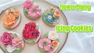 💐 Simple Flower Piping with Royal Icing | Satisfying Spring Flower Cookie Decorating