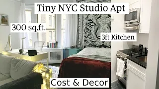 TINY NYC APARTMENT TOUR | 300 sq ft Studio | Rent? Decor?