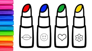 How to draw Lipstick for kids | Drawing, Painting and Coloring for Kids & Toddlers