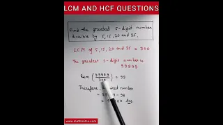 Greatest 5-digit  number divisible by 5, 15, 20 and 25 | LCM AND HCF