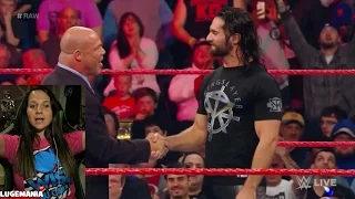 WWE Raw 4/10/17 Kurt Angle gives props to Seth Rollins