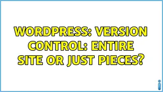 Wordpress: Version Control: Entire site or just pieces? (3 Solutions!!)
