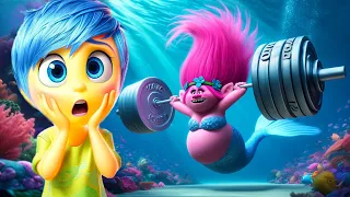 Poppy mermaid and Joy's surprise appearance / Trolls 3 x Inside Out fantasy story (2024)