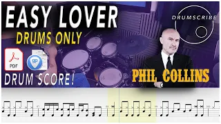 Easy Lover (DRUMS ONLY) - Phil Collins | DRUM SCORE Sheet Music Play-Along | DRUMSCRIBE