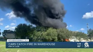 Car fire spreads to Port St. Lucie warehouse