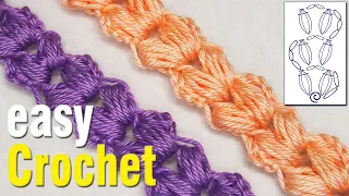 Easy Crochet: How to Crochet a Simple  Puff stitch Cord for beginners. Cord pattern & tutorial.