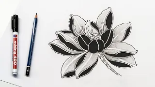 Drawing Tutorial - How I Draw a Lotus Flower (Part 2)