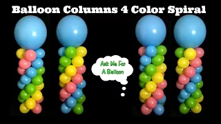 Balloon Columns 4 Color Spiral - Balloon Decoration Tutorial