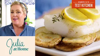 How to Make Sheet-Pan Lemon-Herb Cod Filets with Crispy Garlic Potatoes | Julia at Home