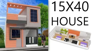 15X40 House design with 3d font elevation by nikshail