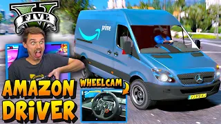 GTA 5 Amazon Delivery Driver with Steering Wheel! #GTA5RealLifeMod #GTA5Mods #GrandTheftAuto5