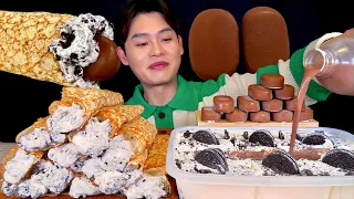 ASMR 오레오크림 가득 오레오크레페😝아이스박스 파티팩에 초코우유 부어먹방~!! Oreo Cream Crepe WITH OREO Box & Choco Milk MuKBang~!