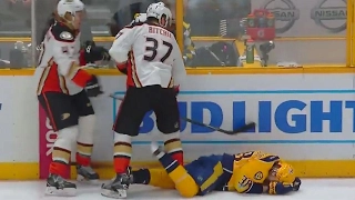 Ritchie gets game misconduct for brutal boarding on Arvidsson