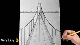 Draw Bridge From one point perspective | Very easy | Step by Step | Bridge Drawing | पुल कैसे बनाएं