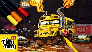 How to draw Miss Fritter Thunder Hollow Smash & Crash CARS 3 Easy step-by-step for kids Coloring