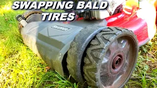 Fixing worn tires on a self propel Snapper lawn mower