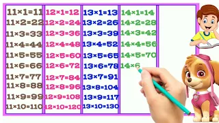 table 11 to 15 | rhythmic table of eleven to fifteen | Learn Multiplication Table of 11 to 15