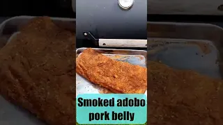 Smoked adobo pork belly on the smoker