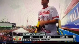 Joey Chestnut introduction 2015 Nathan's Hot Dog